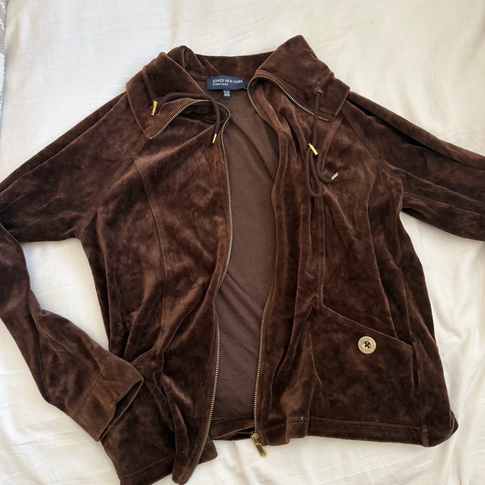 Brown Velvet Zip Up